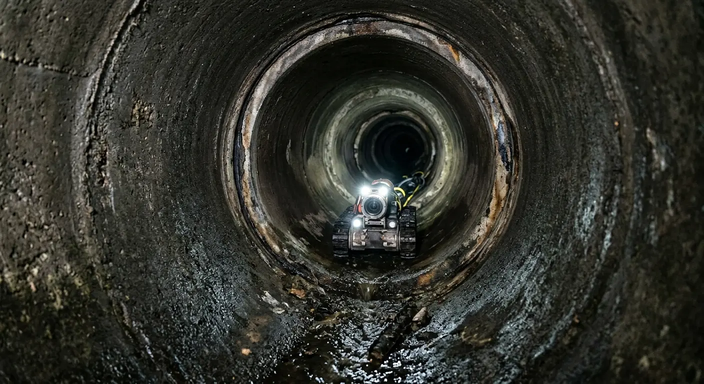 Robotic sewer camera inspecting pipe interior for Sewer Line Cleaning in Esopus